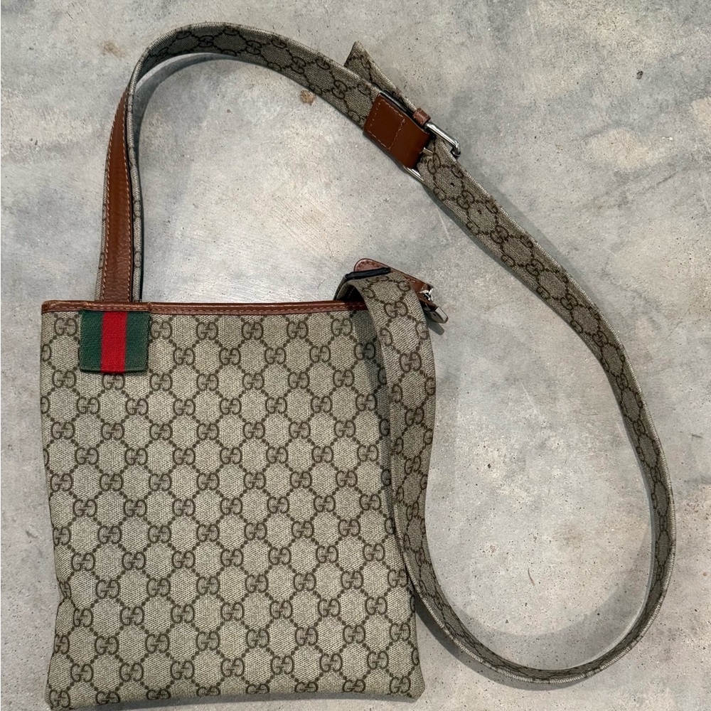 Gucci Beige and Brown Monogram Crossbody Bag
